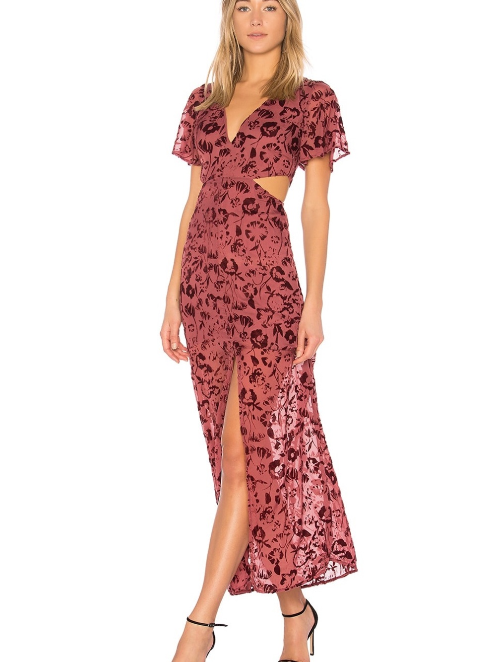 Lovers + Friends Rose Cutout Velvet Burnout Maxi Dress